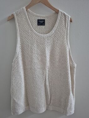 Abercrombie & Fitch Cream Crochet Tank Top - Mens